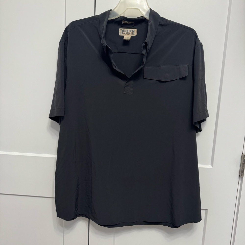 Duluth Men's Pacesetter Standard Fit Short Sleeve Polo Shirt Untucked Black 2XL